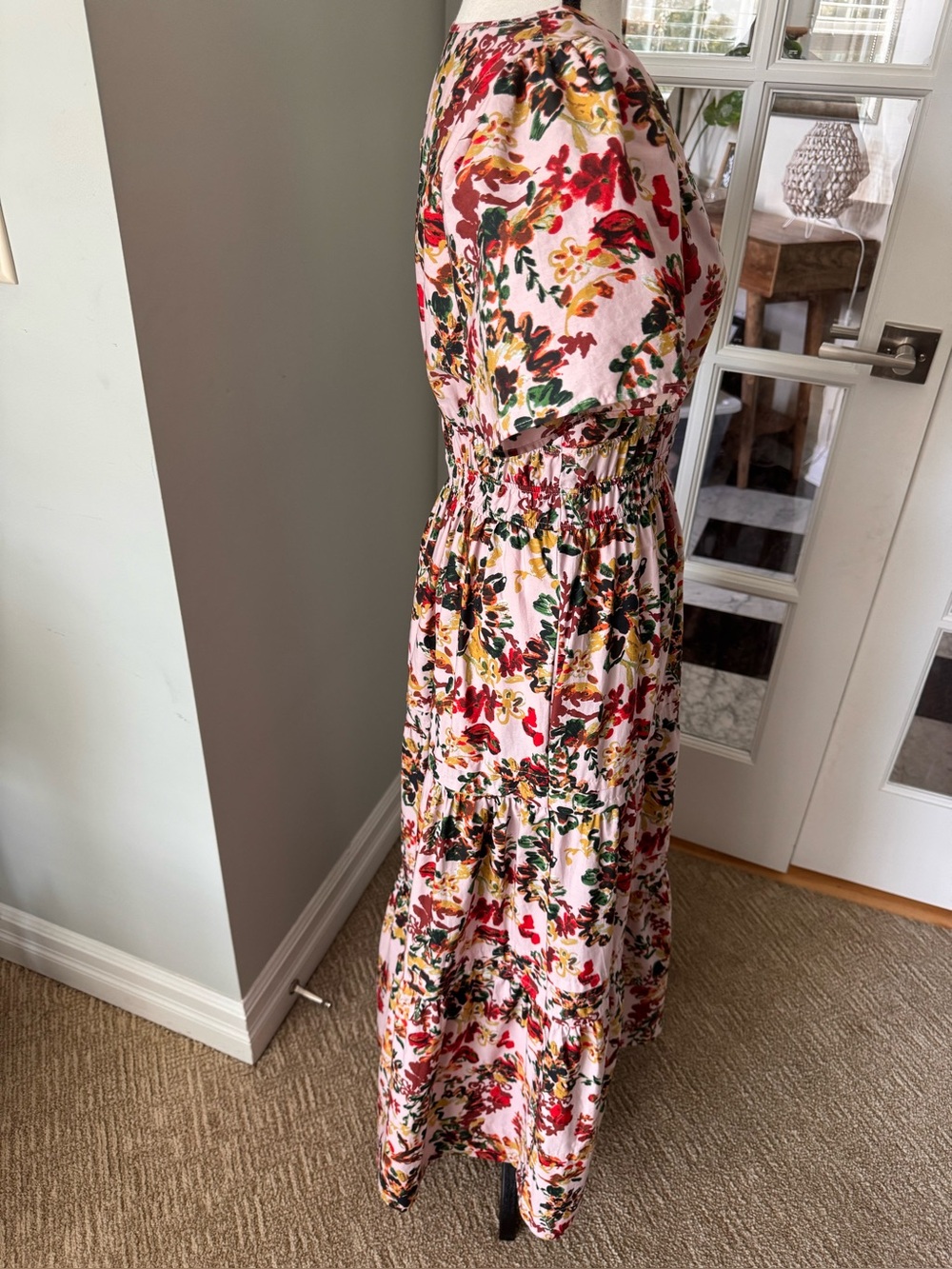 Anthropologie Maeve Somerset Tiered Maxi Dress pink floral Sm Cottage Romantic - Picture 10 of 16